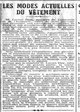 es modes actuelles du vêtement. Monsieur Lucien Dior, ministre du commerce et de l'industrie, intervient officiellement dans la conception de la mode féminine, regrette l'absence de garnitures et d'ornements, un coup de lobbying ?