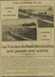 Pour l'olympiade de 1924, les travaux du Stade de Colombes (Hautes-Seines) sont poussés avec activité, un point sur l'avancement avec les photos des gradins dans une ligne droite et les tribunes dans les virages