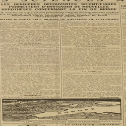 Les dernières découvertes scientifiques permettent d'envisager de nouvelles hypothèses concernant la fin du monde. A moins qu'une cause imprévue vienne brusquement mettre un terme à l'histoire du monde, plusieurs forces agissent lentement mais sûrement pour rendre la terre inhabitable à l'homme : sécheresse, inondation, refroidissement ou collision avec en prime une carte dystopique