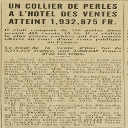 Un collier de perles à l'hôtel des ventes atteint 1 932 875 francs, acquis par Monsieur Hemsi, un record d'adjudication après un autre collier et un Rembrandt