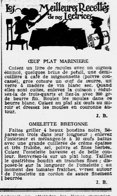 les recettes de nos lectrices oeufs aux plats marinière et omelette bretonne