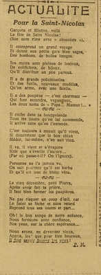 Cétait la Saint Nicolas et de publier un petit poème à sa gloire