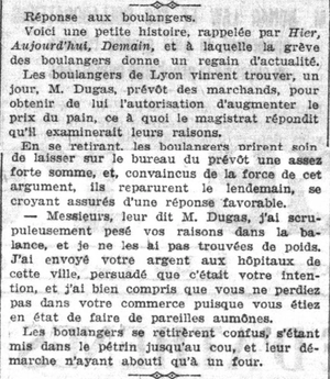 la générosité des boulangers de Lyon, ils ne perdent pas d'argent dans leur commerce