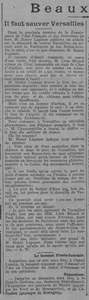il faut sauver Versailles, dont le Char d'Apollon qui est dans un état lamentable, le plan détaillé pour la sauvegarde d'Henri Lapauze