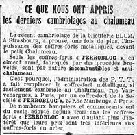 Ce que nous ont appris les derniers cambriolages au chalumeau, un exemple de la communication opportuniste cf 30 août 2022