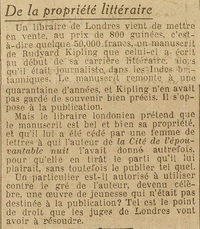 De la propriété littéraire, peut-on publier une oeuvre sans l'accord de l'auteur ? un procès aura lieu en Angleterre