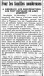 Pour les familles nombreuses, à Bordeaux les congrégations les font expulser de leur logement, l'ordre contemplatif des sœurs Clarisses à Talence et la crise du logement oblige, la charité bien ordonnée commence par soi-même