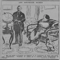 Les nouveaux riches et la mappemonde de l'Europe, un dessin humoristique de Louis Malteste
