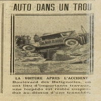 Auto dans un trou, en photo, une Torpédo en suspension