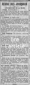 l'occupation de la Ruhr à travers la revue de presse du journal