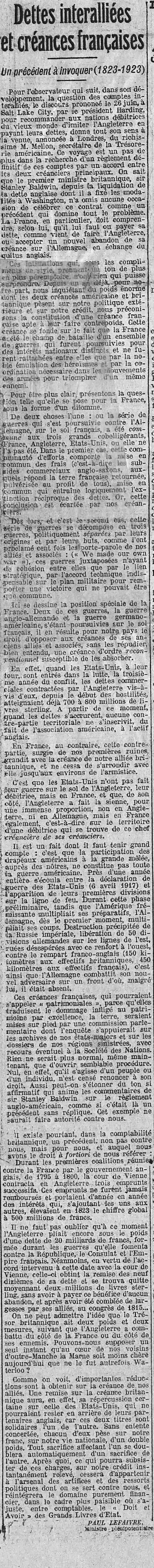 dettes et créances alliees et francaise