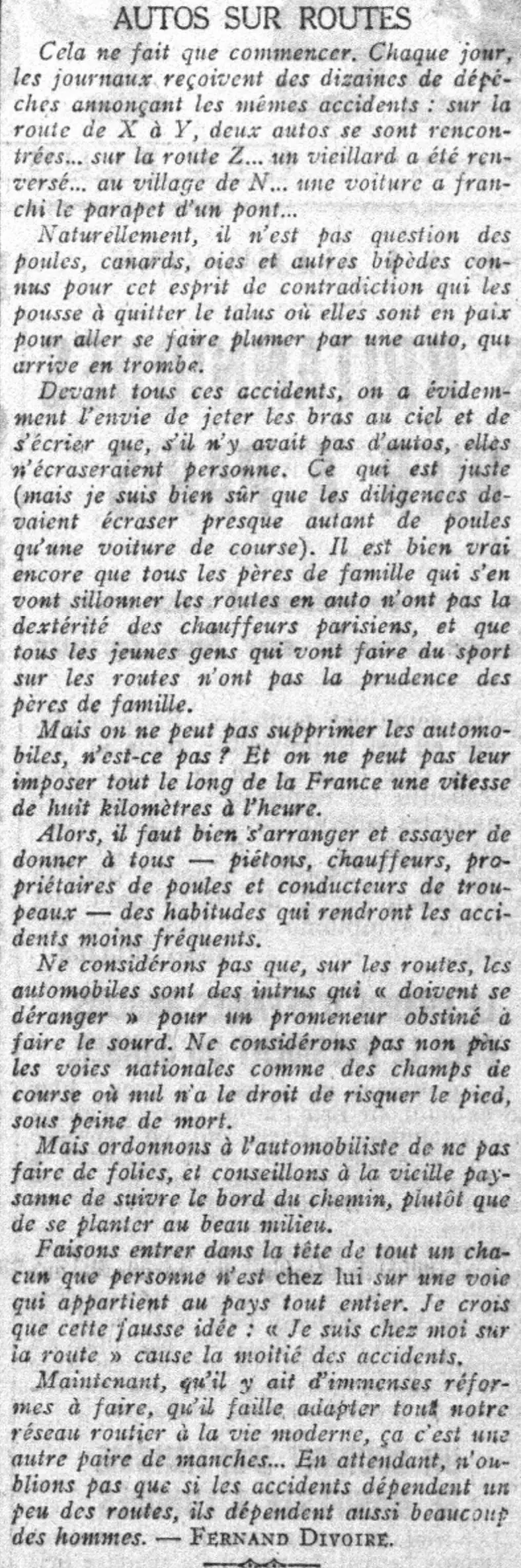 voitures volailles et piétons et accidents