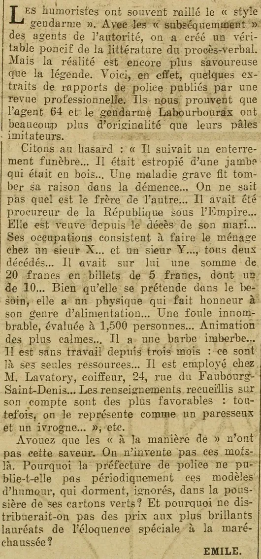 extraits rapports police et gendarmerie