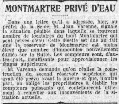 Montmartre deprivated of water