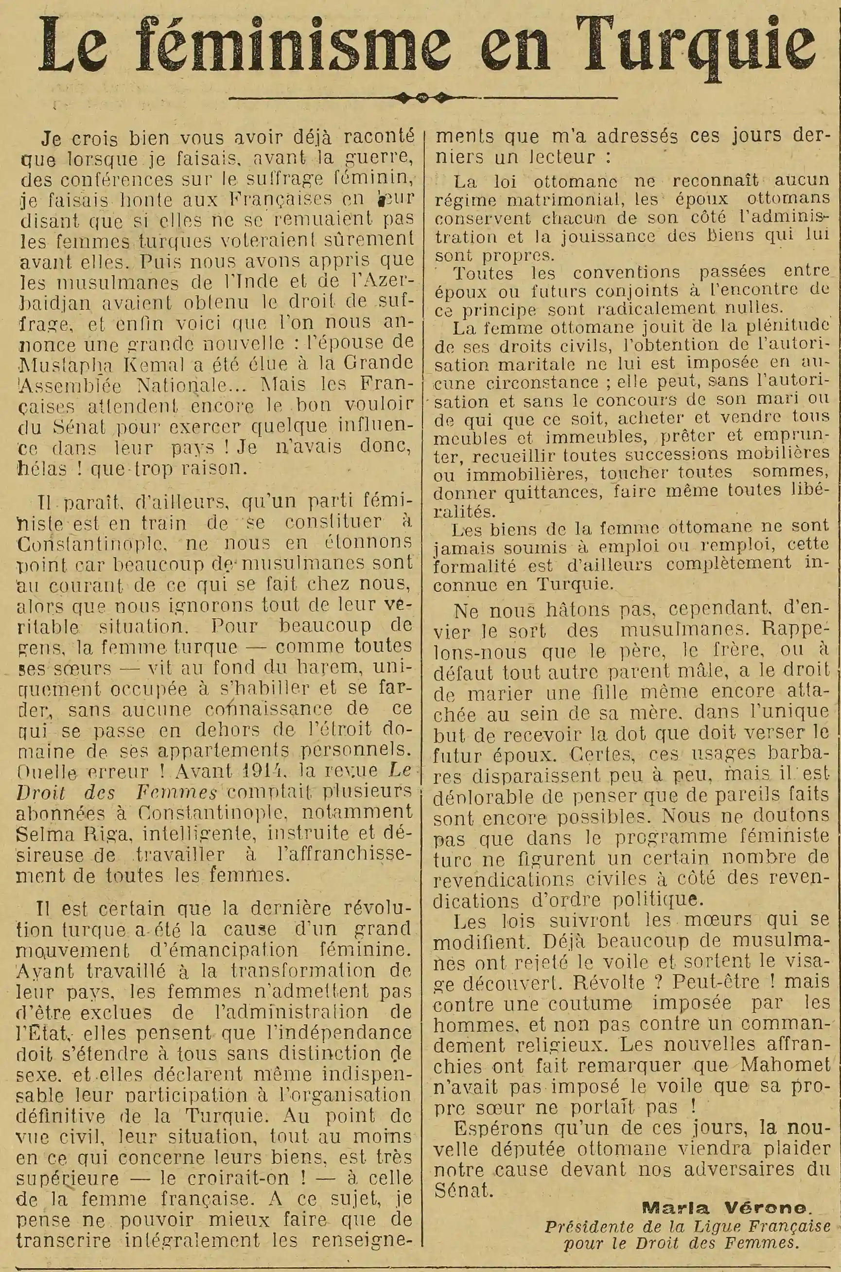 A L Oeuvre 05 women in France and in Turquie by Maria Vérone
