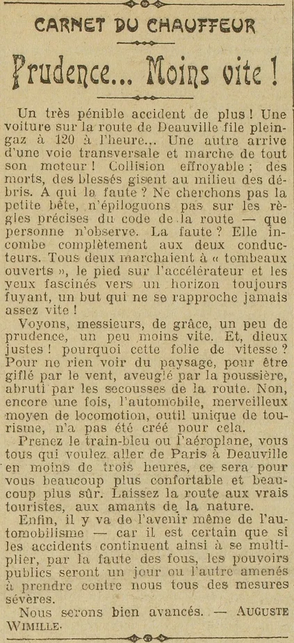 automobiliste vitesse et acccidents