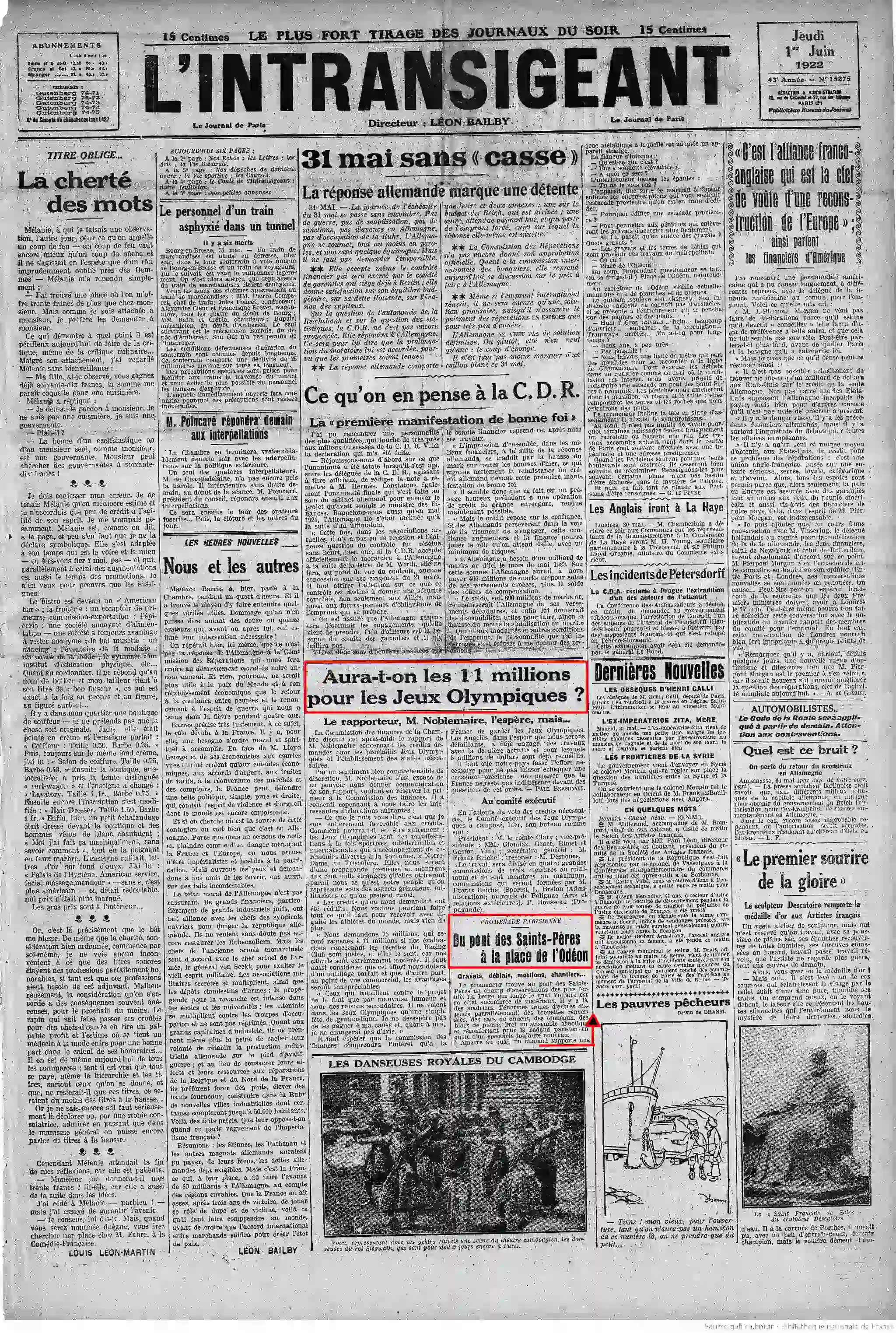 LIntransigeant presse du 1er juin 1922 fonds pour les jeux olympiques pge 01.jpeg 05 1