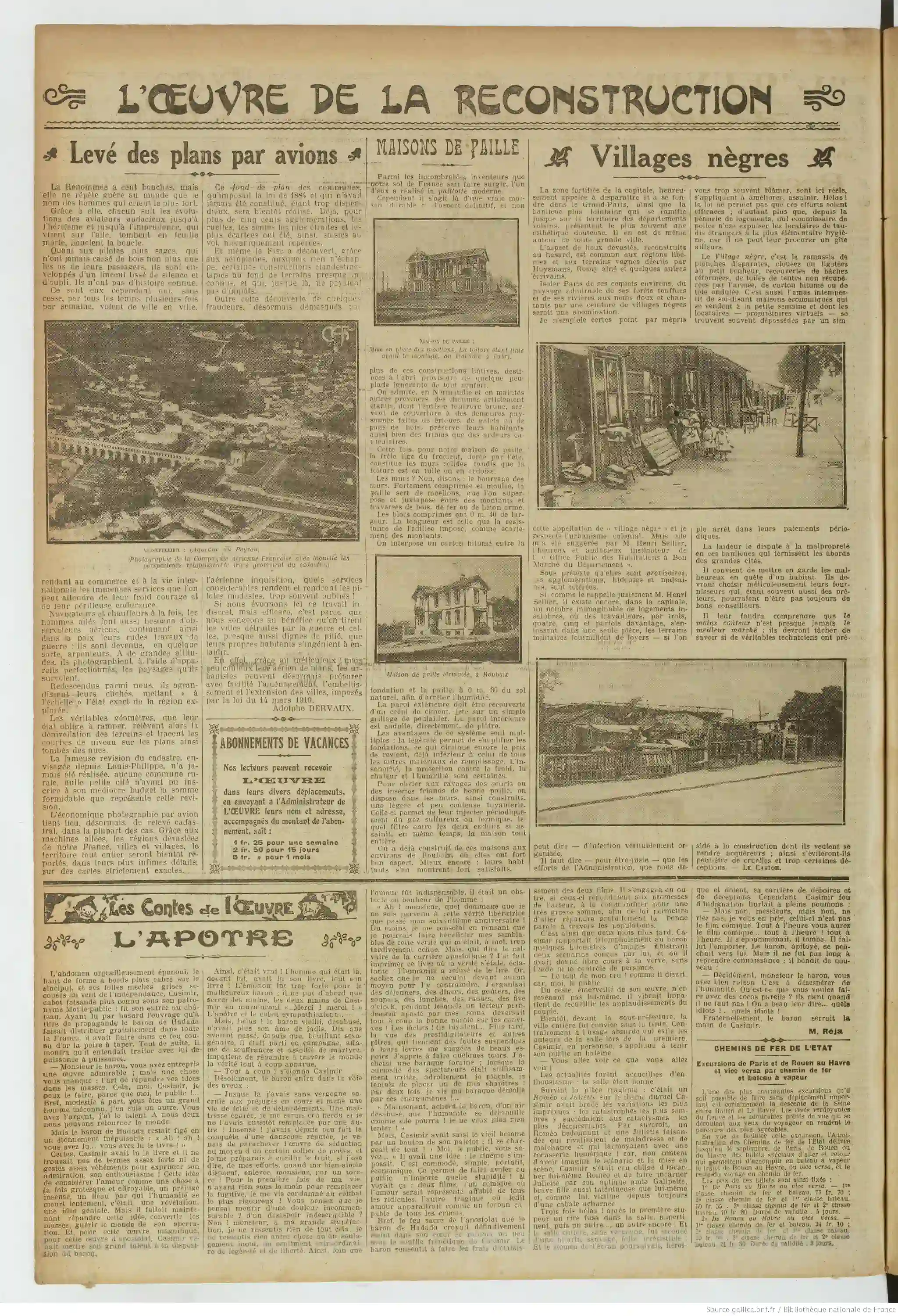 L Oeuvre édition du 22 juin 1922 les maisons de paille page 6