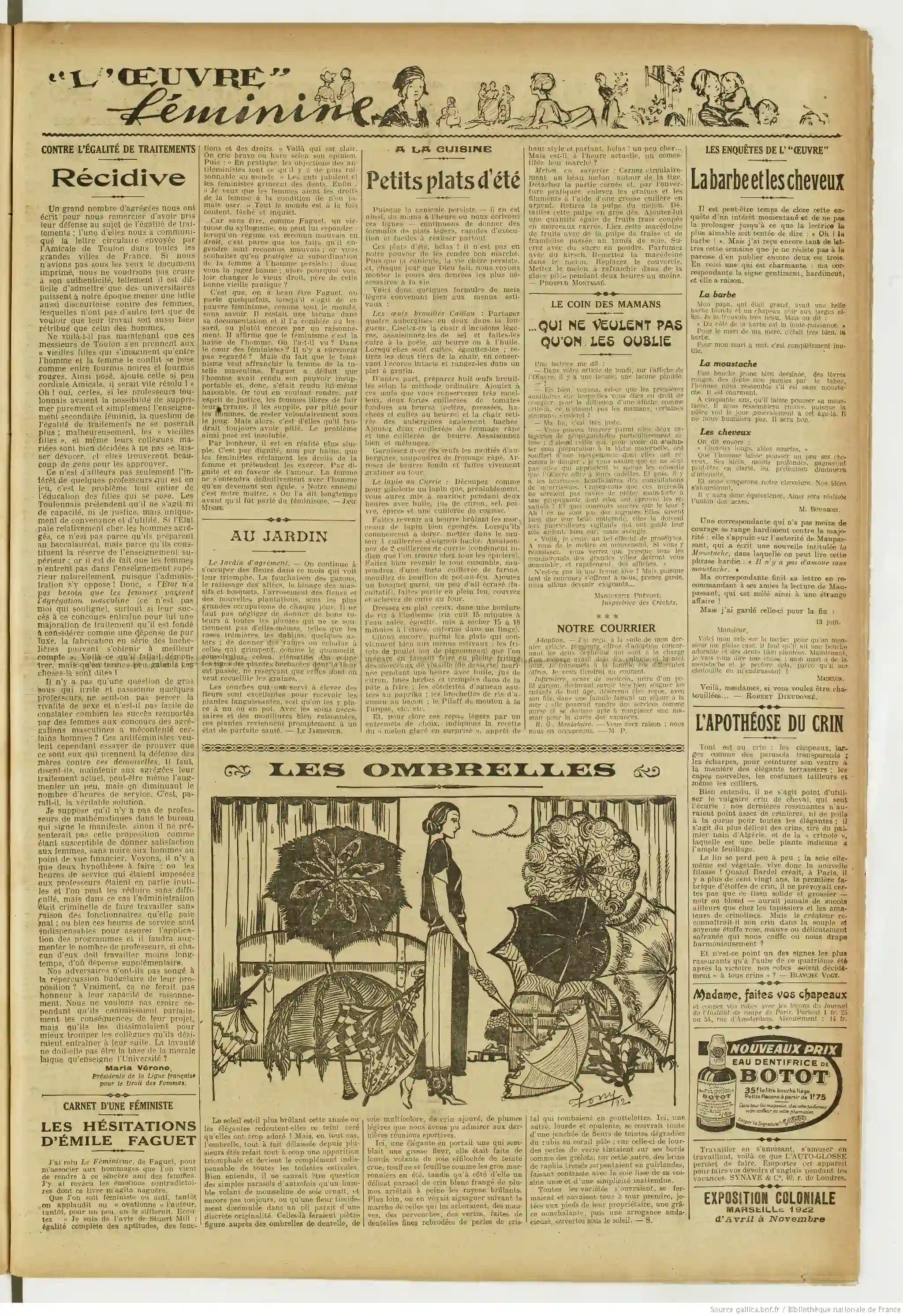 L Oeuvre édition du 22 juin 1922 les plats d été page 5