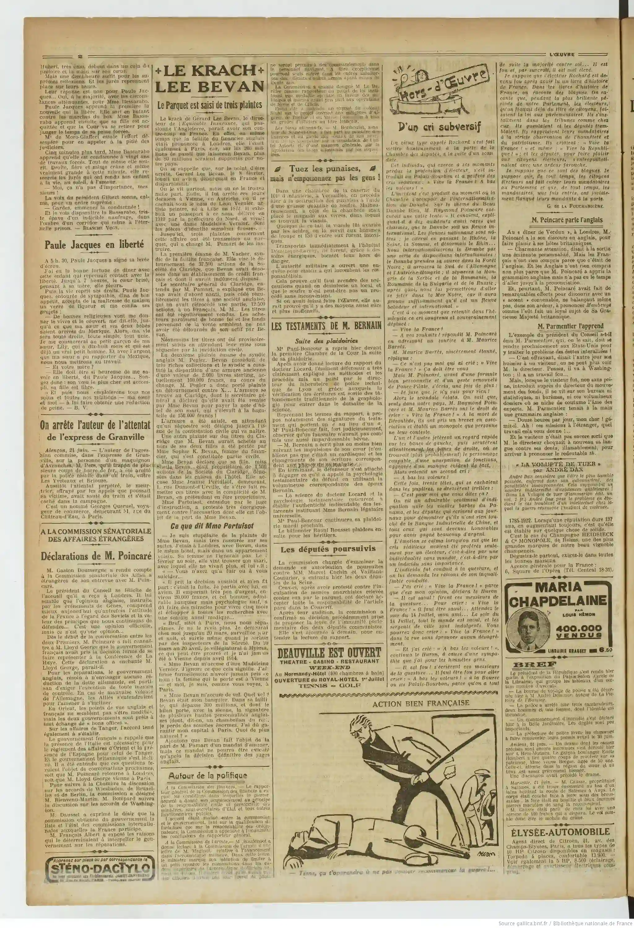 L Oeuvre édition du 22 juin 1922 un rien devant l assemblée page 2
